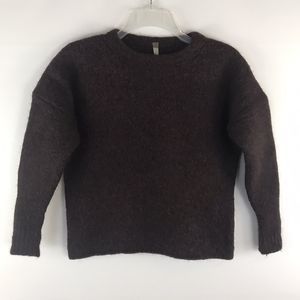 Soyer Women's Size XS Alpaca Blend Crew Neck Sweater 3/4 Sleeve Purple Maroon
